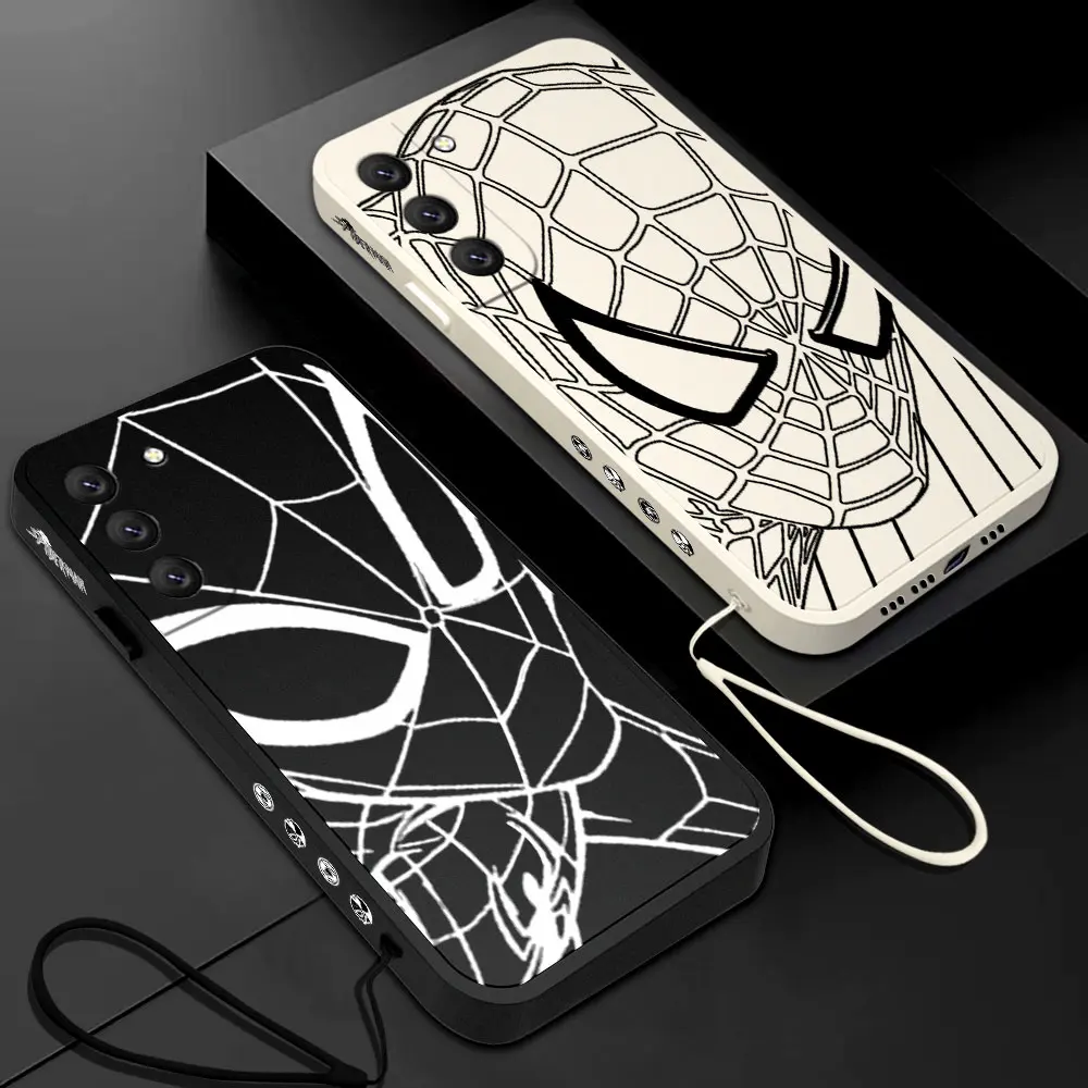 

Marvel Spiderman Phone Case For Samsung Galaxy S23 S22 S21 S20 Ultra Plus FE S10 4G S9 S10E Note 20 10 9 Plus With Lanyard Cover