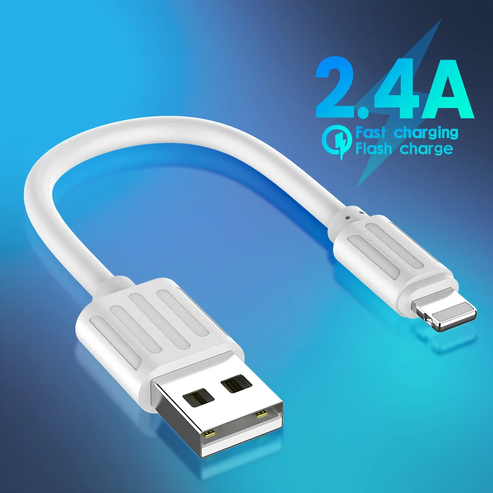 

Portable 25cm USB Data Cable USB A To 8 Pin 2.4A Fast Charging Kable Safe TPE Phone Charge Short Cord For iPhone 13 12 11 X XS