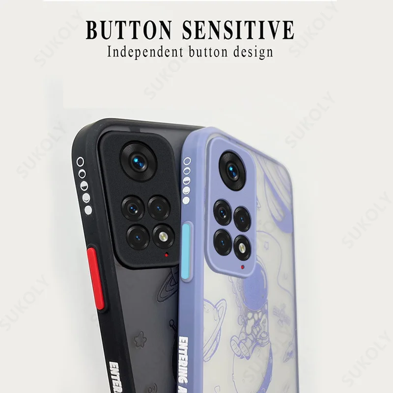 cute space astronaut phone case for xiaomi redmi note 11 pro 11s 11t mi 11 lite 5g ne poco x3 gt f3 m3 m4 pro 5g bumper cover free global shipping
