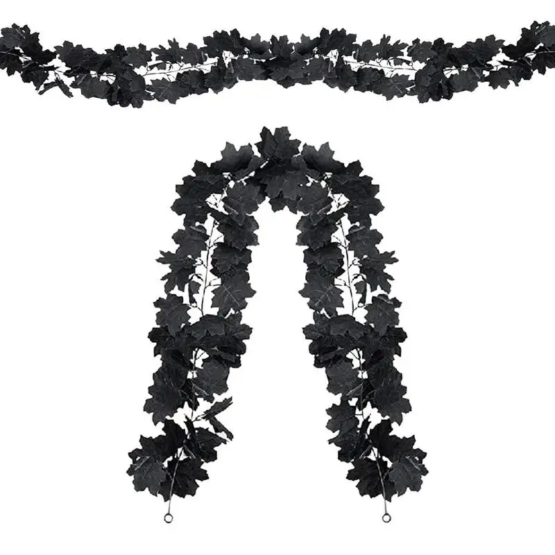 

Halloween Simulated Maple Leaf Wreath Maple Leaf Vine Artificial Wreath With Bats Vines Door Hangings 5.9ft/180cm Fake Wreath