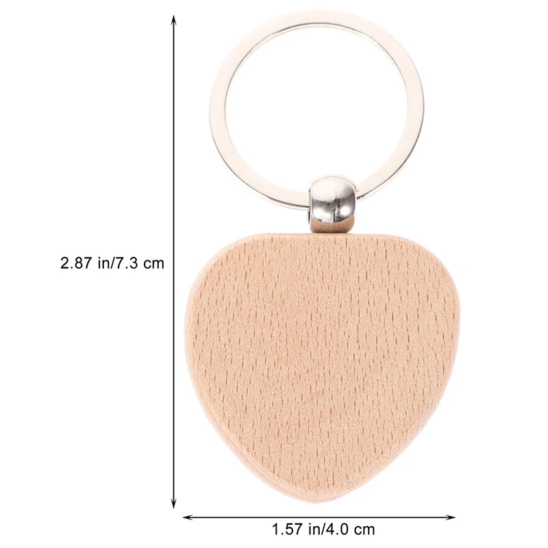 50 шт. натуральный деревянный брелок для ключей в форме сердца анти-потерянные
