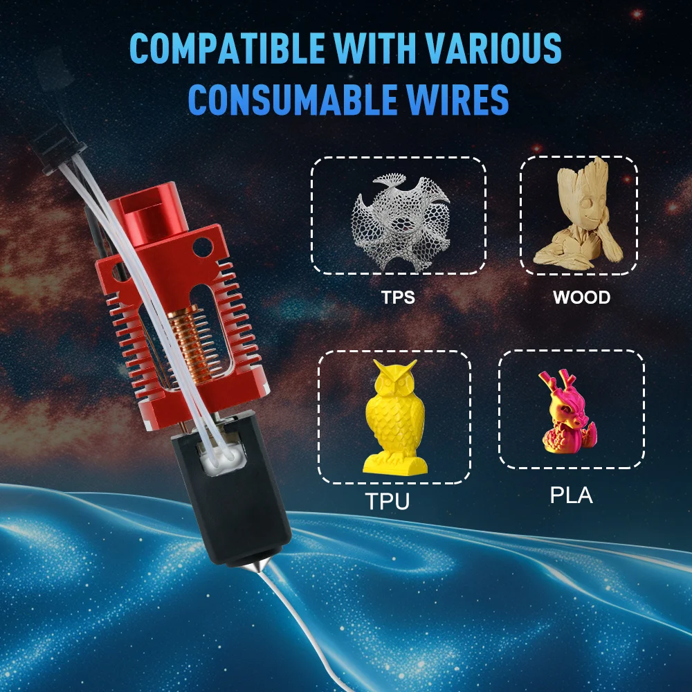 Фото Комплект хотэнда для Creality Ender 3 Neo/V2 Neo/Max Neo, модернизированный комплект хотэнда Red Lizard V3-Pro, с медным соплом 0,4 мм для 3D-принтера №4