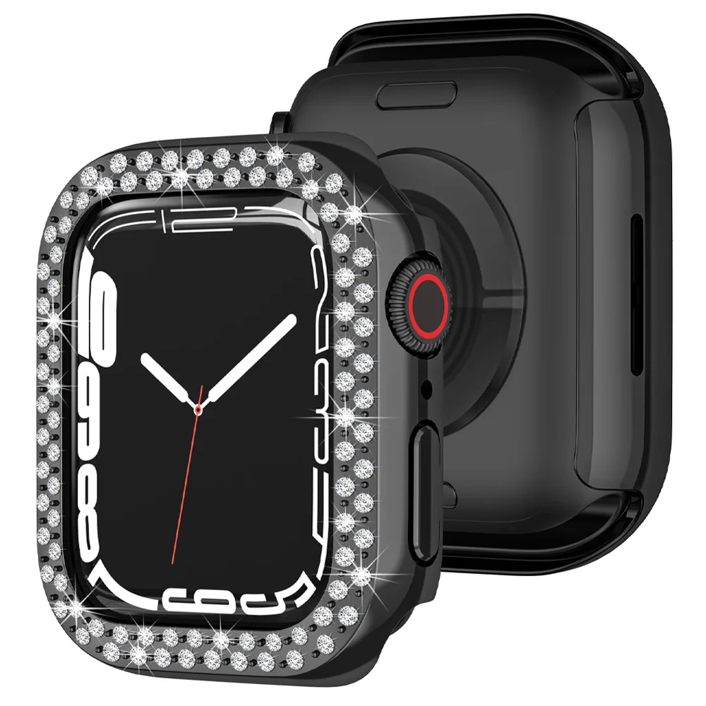Алмазный чехол для Apple Watch 44 мм 40 42 38 шикарная Защита экрана iwatch series 3 4 5 6 7 se 41 45 -