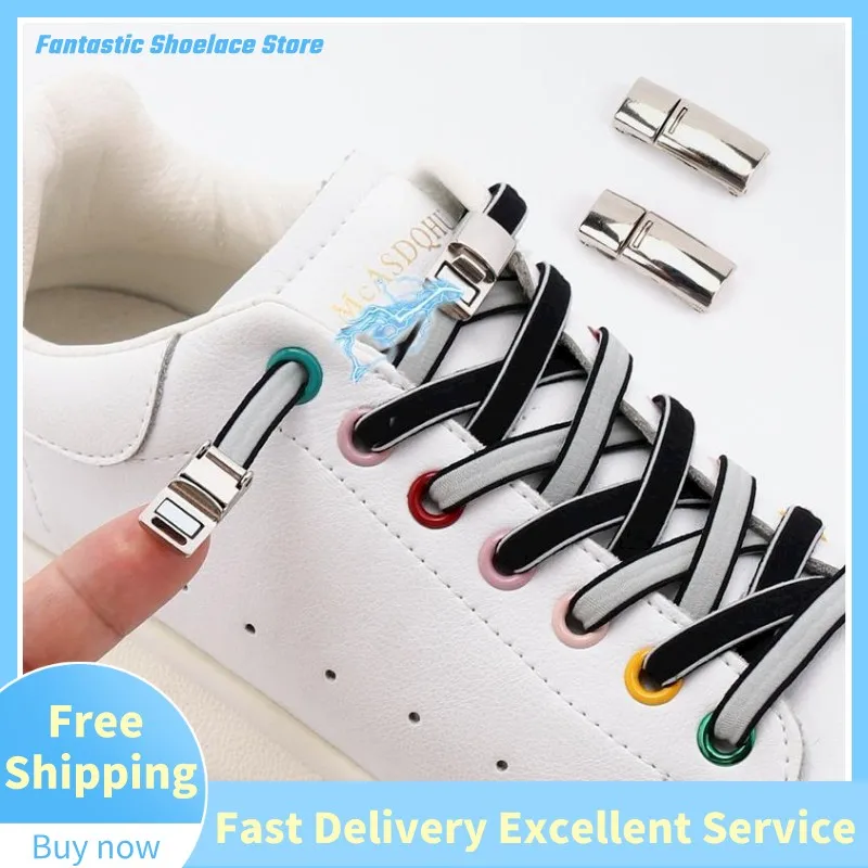 

New Magnetic Shoelaces No Tie Shoe Laces Double Color Elastic Shoelaces Sneakers For Kids Adult Lazy Quick Magnetic Shoestrings
