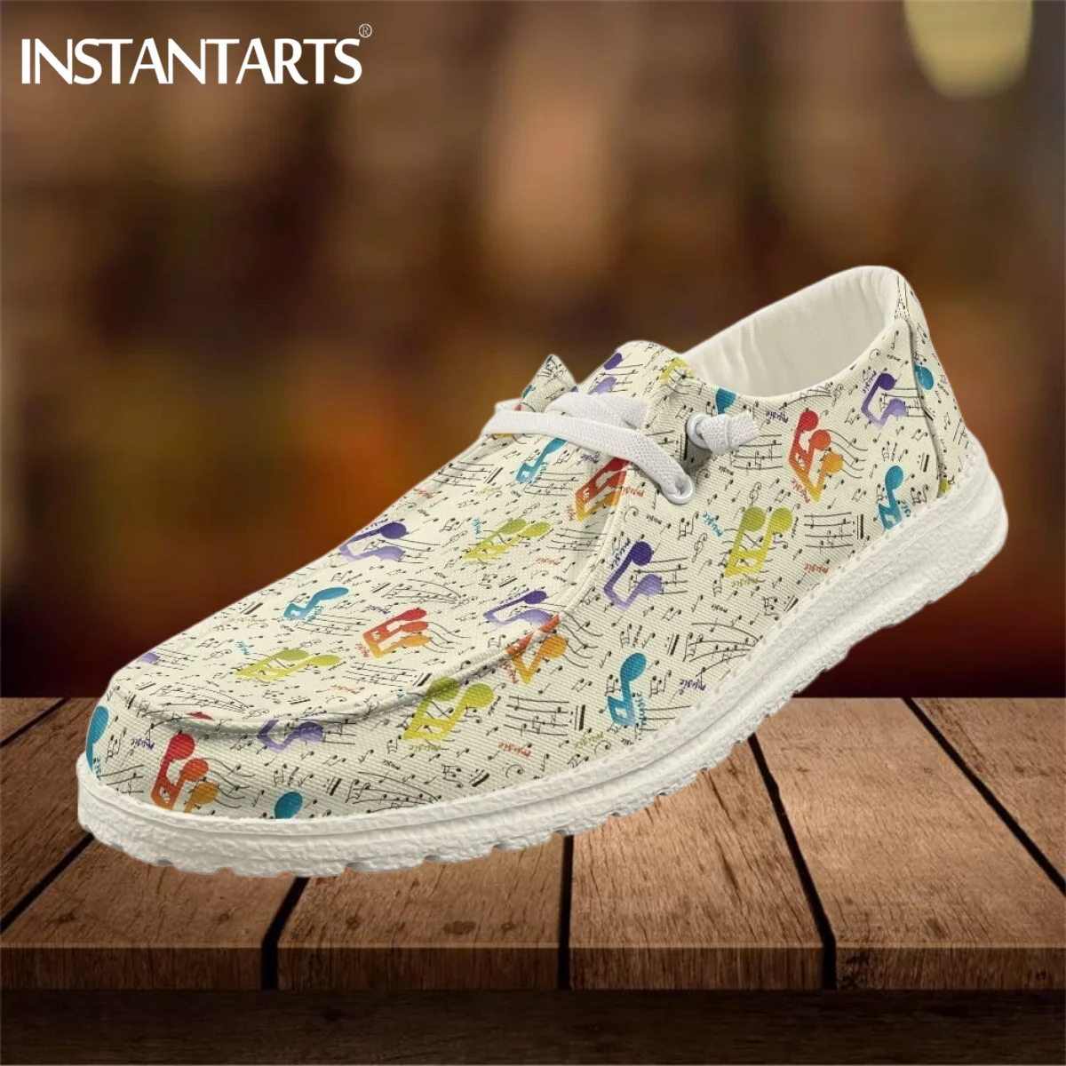 

INSTANTARTS Shoes for Women Spring Summer Shoes Vintage Musical Note Design Women Unisex Flats Soft Sole Walking Loafers Zapatos