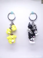 sanrio cinnamoroll hello kitty kuromi cartoon anime image mobile phone pendant keychain accessories cute pompom purin toys gifts