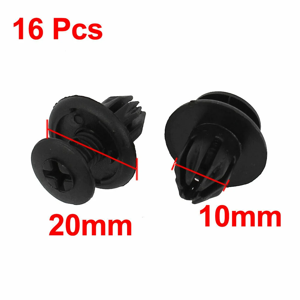 

16 PCS Black Plastic Rivet Fastener Car Styling Bumper Fender Push Type Fascia Retainer Car Clips Part Car Floor