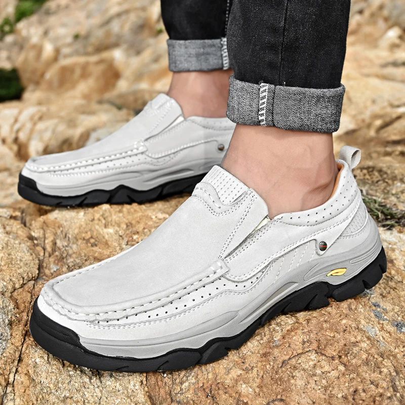 HIKEUP Hiking Patent Model Four Seasons Head Leather Frosted Casual Shoes Men's Walking Shoes Winter Boots Men's Hiking