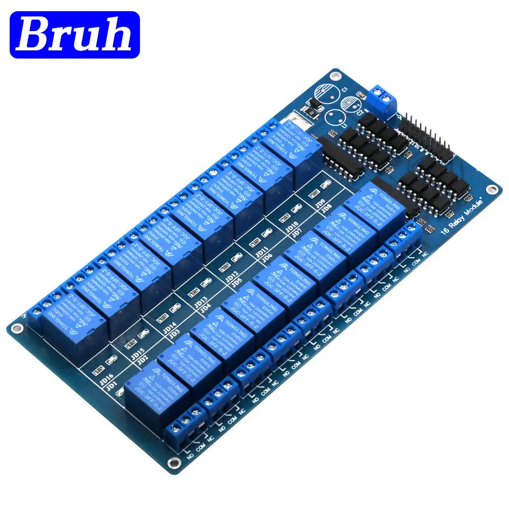 

5V 12V 16 Channel Relay Module Interface Board For Arduino PIC ARM DSP PLC With Optocoupler Protection LM2576 Power