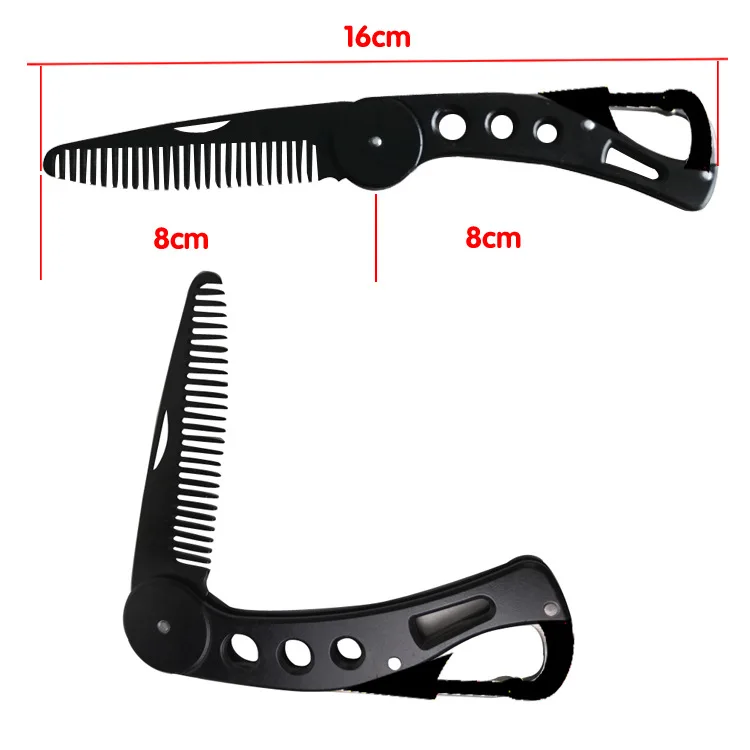 

Beard brush stainless steel folding comb beard styling knife comb beard double-sided brush set can open the bottle cap portable