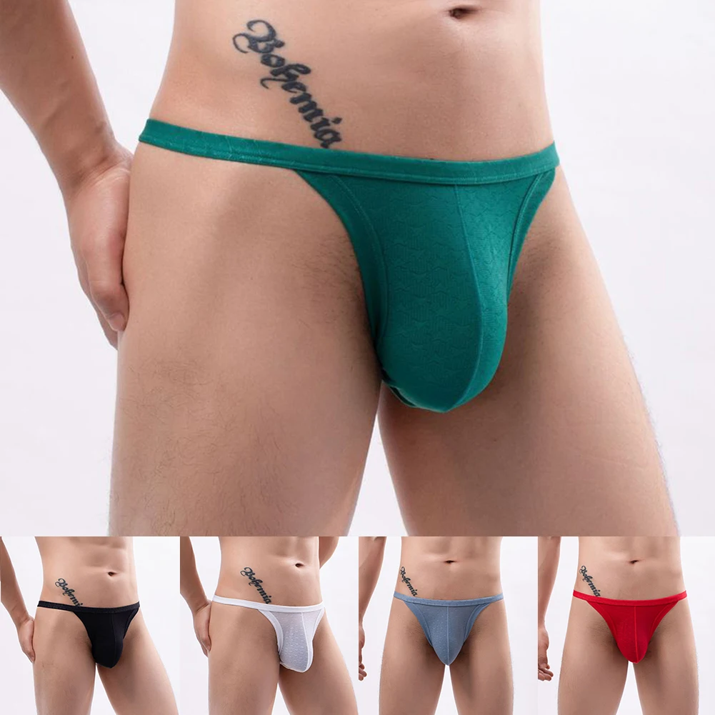 

Mens Low Rise Sexy Briefs Leopard Bulge Pouch T-back G-string Shorts Thong Breathable Underwear Underpants