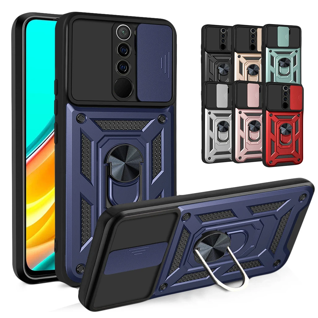 

For Xiaomi Redmi 9 Power Phone Case Shockproof Armor for Redmi 9T 9A 9AT 9C Poco X3 NFC Ring Stand Bumper Silicone Back Cover