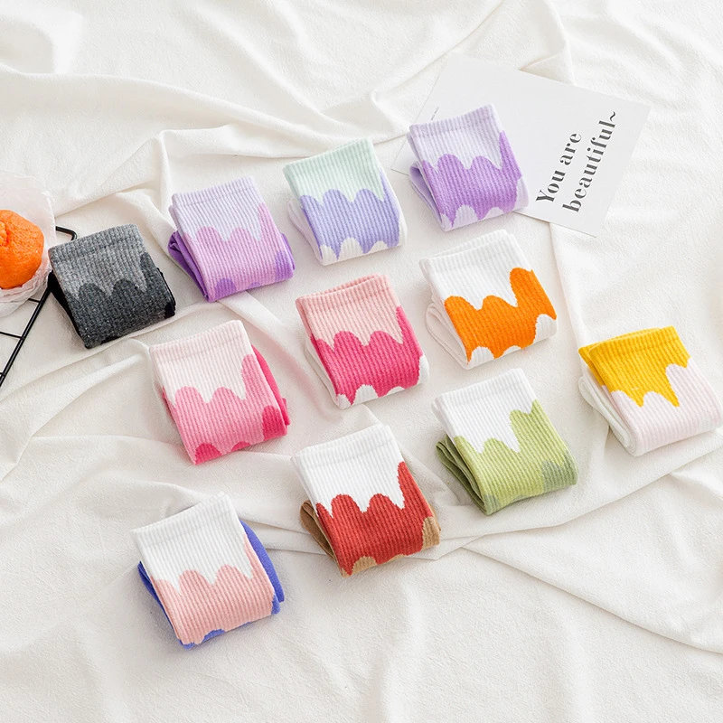 New Fashion Women Cotton Socks Girls Street Sports Warm Middle Tube Socks Happy Female Spring Autumn Hip Hop Crew Sock