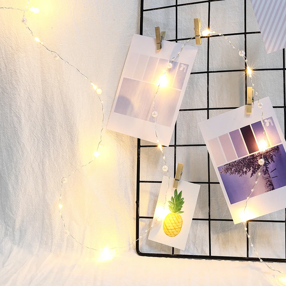 20 LED Lights Pearl Wire String Stage Festival Illumination Party Decoration for Yard Garden (White/No )