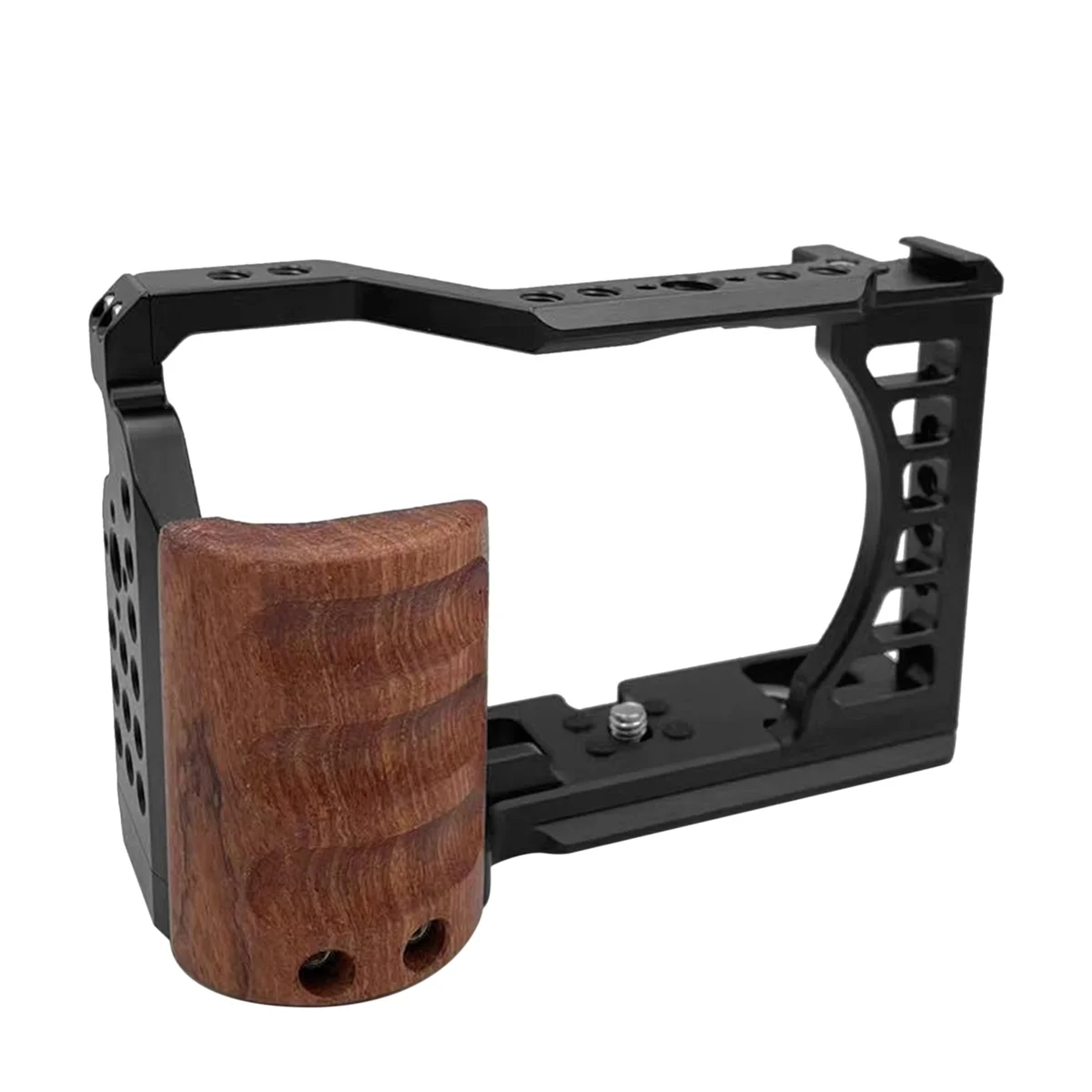 

Camera Cage for A7C Camera with Wooden Handle Protection Frame Housing Cage Handle with Cold Shoe