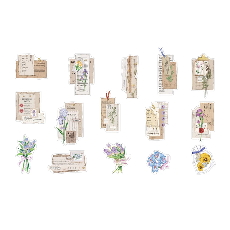 

30 pcs Flower Postal Plants Handbook DIY Decorative Stickers