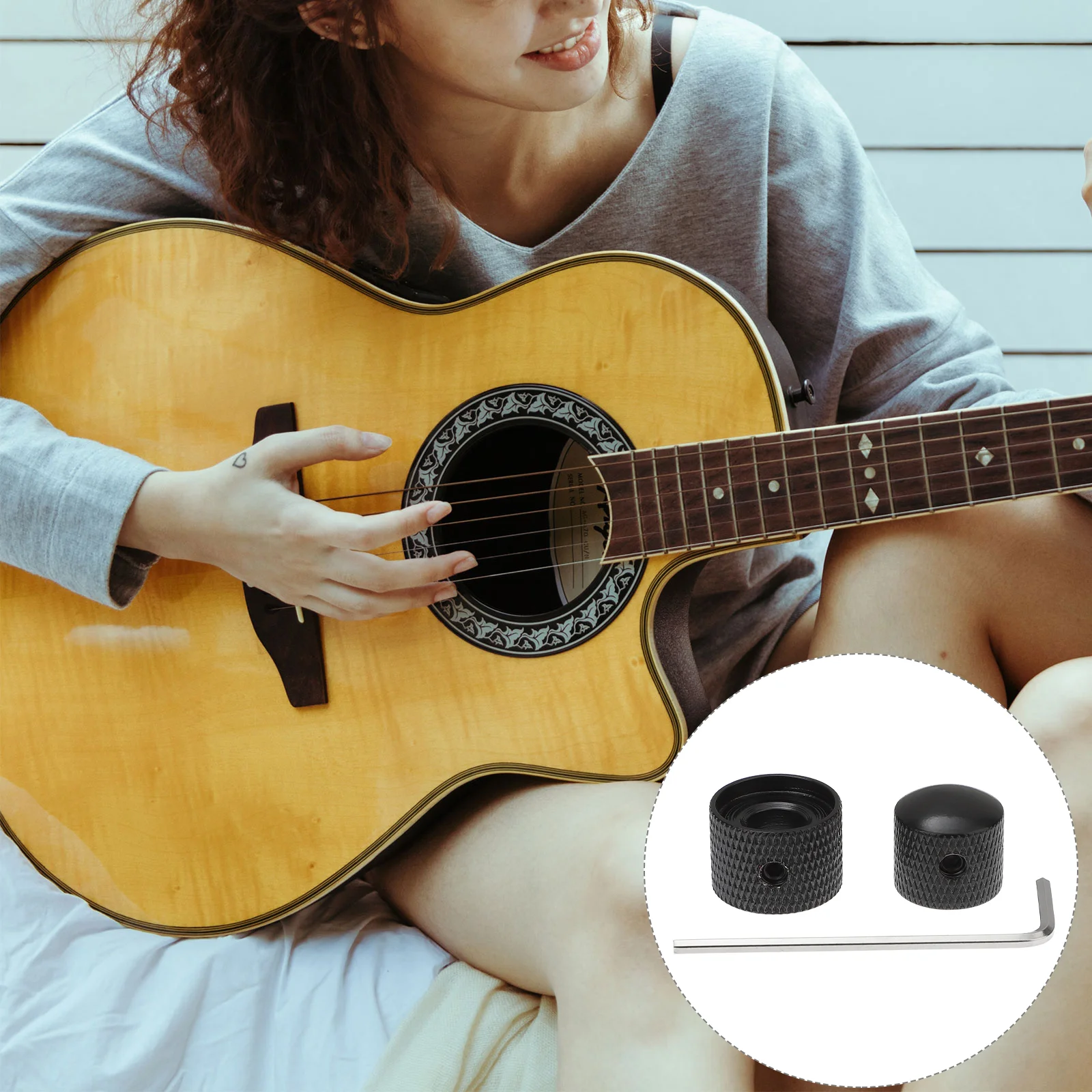 

Dual Concentric Domed Knobs Tone Volume Blend Control Knobs with Allen Key for Strat Electric Guitar