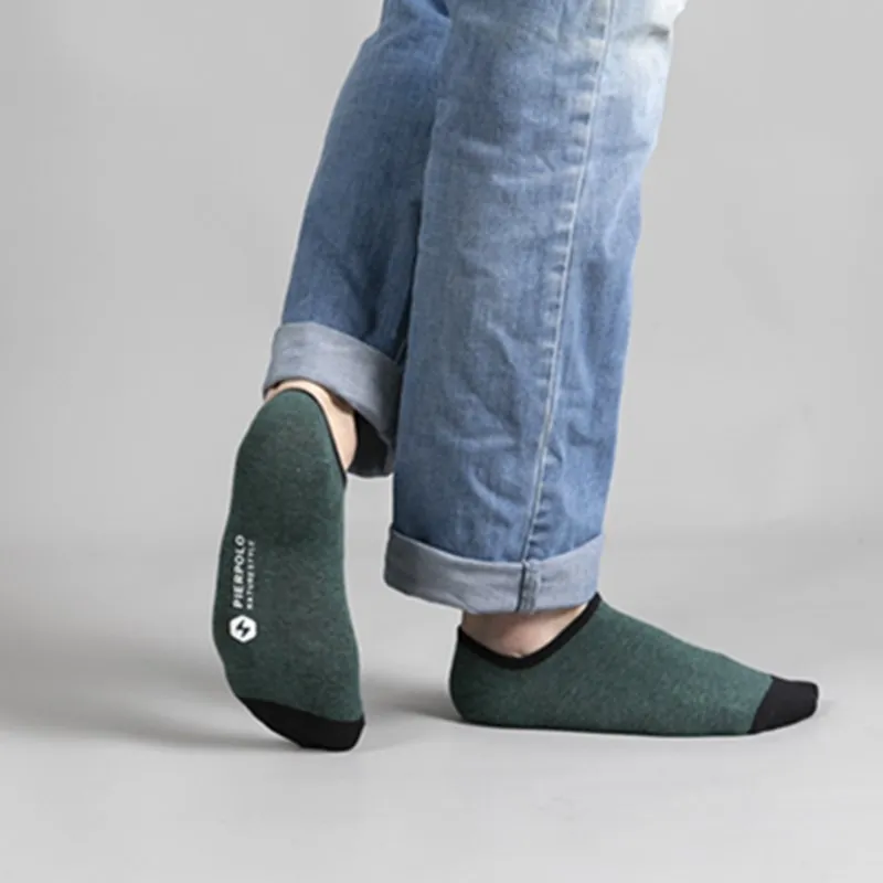 5 pairs of men's cotton antiskid silicone invisible SOCKS SLIPPERS solid color men's ship socks breathable and odor proof socks