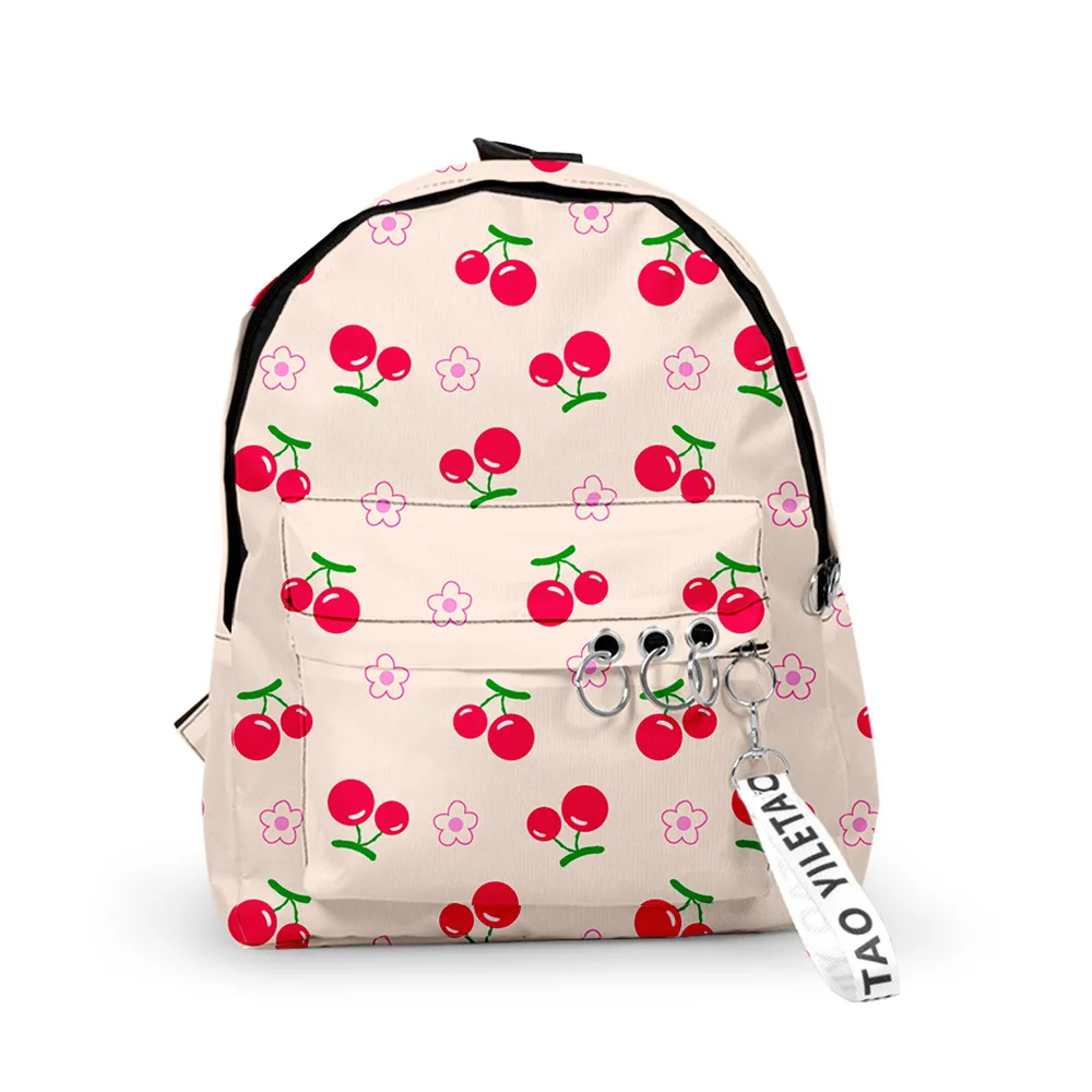 

Fashion Fruits Cherry pineapple strawberry Backpacks Boys/Girls School Bags 3D Print Keychains Oxford Waterproof Small Backpacks