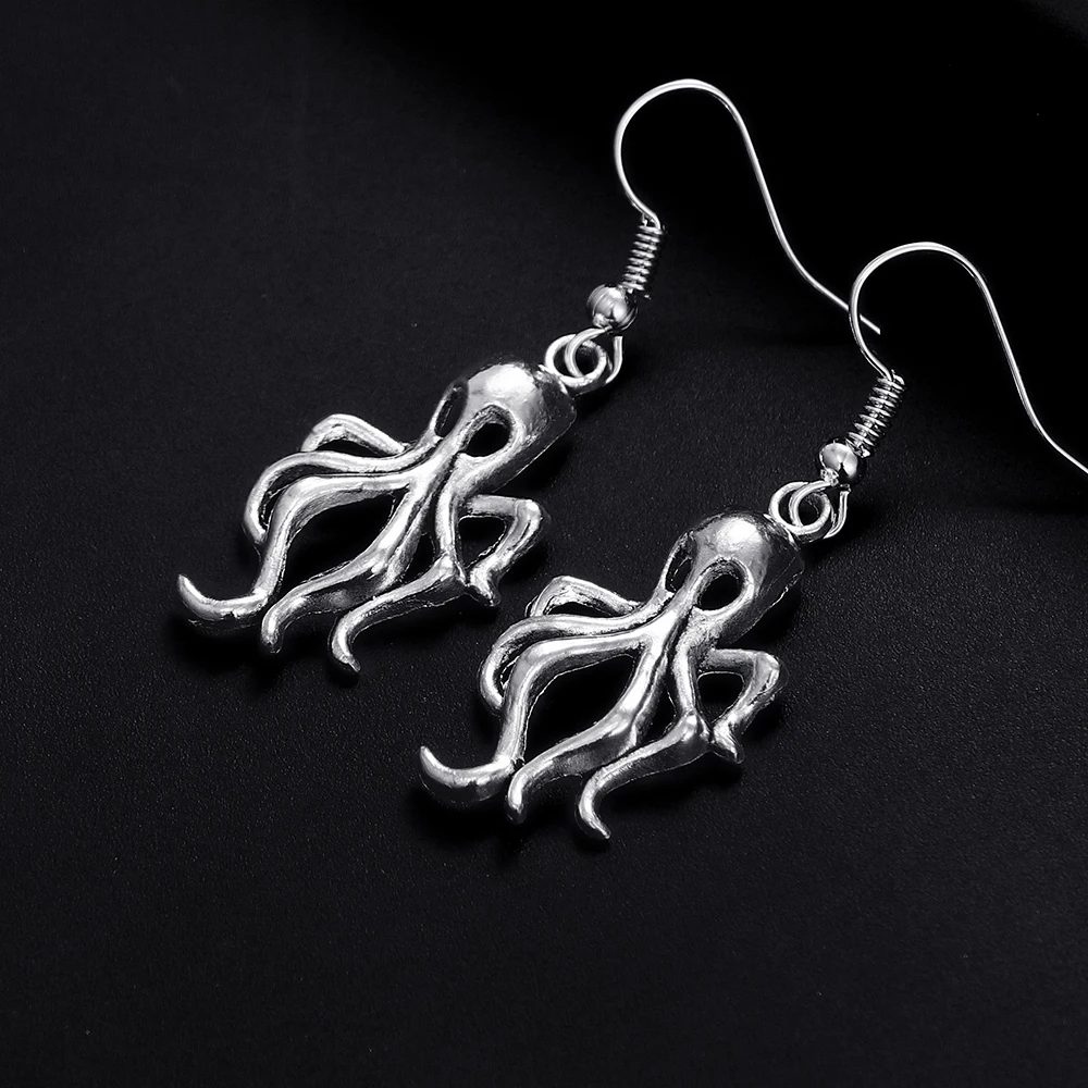 Модные Винтажные висячие серьги в форме осьминога с бронзовым покрытием