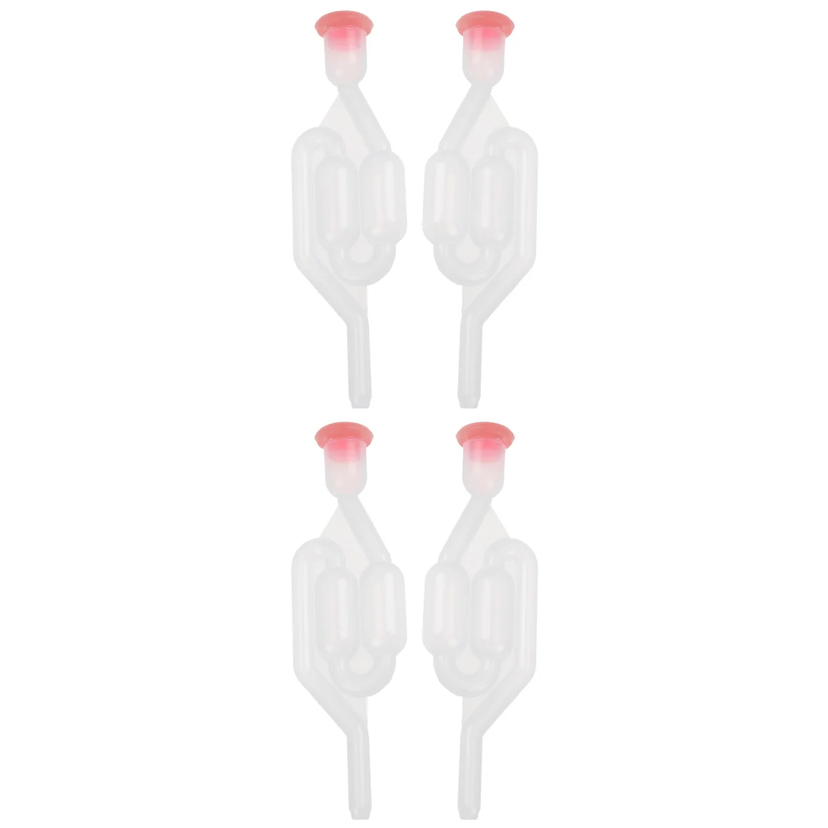 

4 Home Brew One-way Airlock Stoppers Taper Plug Bubbler Stopper with Cover (Red Cover)