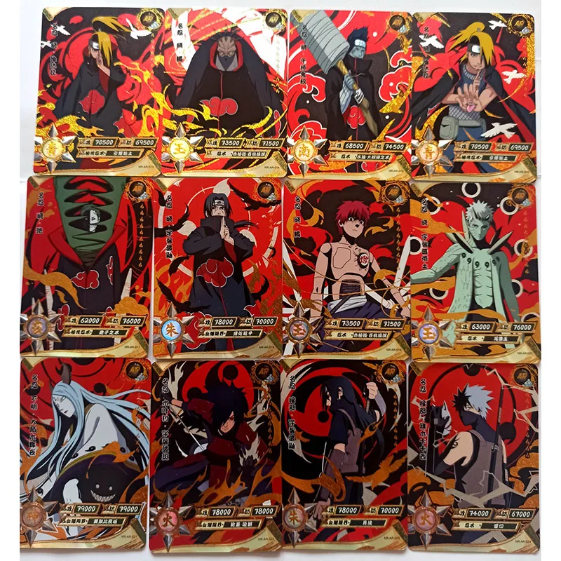 Полный комплект карт Naruto AR Akatsuki 24pc No.001-024 Uchiha Itachi Sasuke аниме Flash Gold Cards Hoshigaki Kisame -
