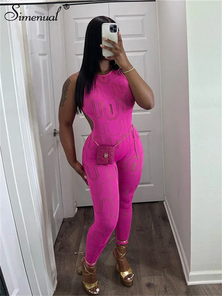 Simenual однотонная женская клубная одежда сексуальные комбинезоны без рукавов с