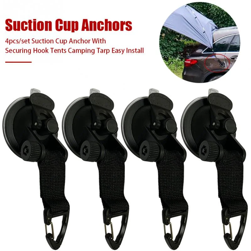 

1/4Pc Outdoor Suction Cup Anchor Securing Hook Tie Down Camping Tarp As Car Side Awning Pool Tarps Tents Securing Hook Universal