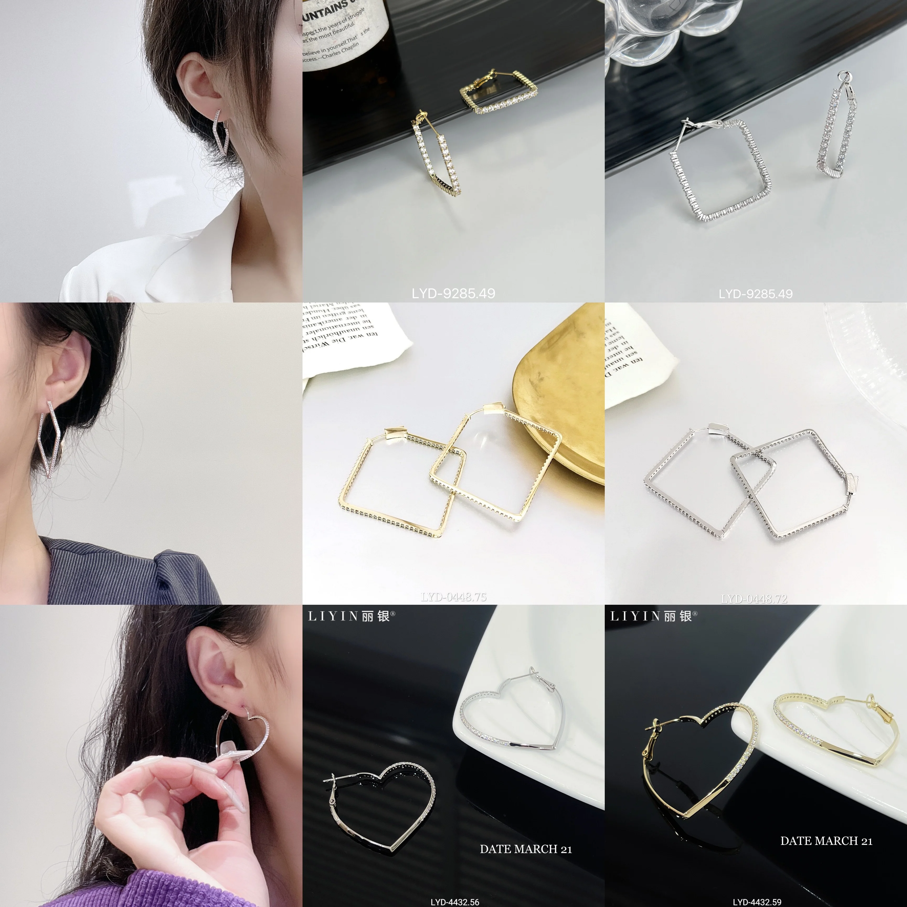 Lin Libei Ling Earrings Jewelry Temperament Fashion Simple and Elegant Shining Zircon |
