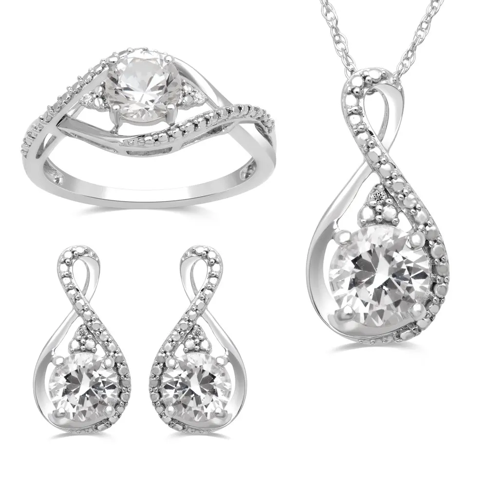 

Believe By SS Crd White Sapphire W/CZ Twist ER/PD/RG 3 PC Set - US7