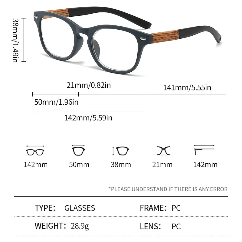 Пластиковые очки для чтения при пресбиопии