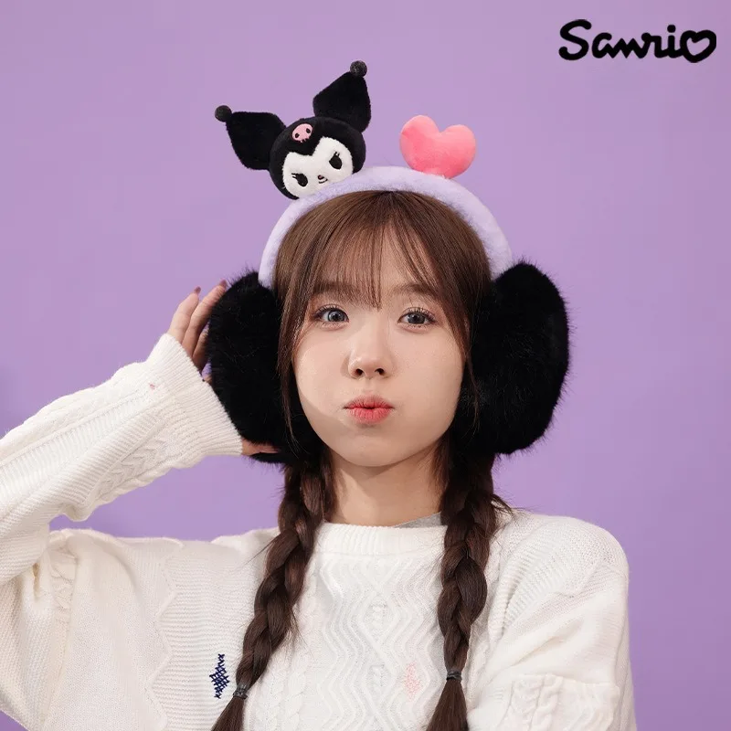 

Нагреватель для ушей Sanrio Kuromi Cinnamoroll My Melody, зимние теплые наушники в форме звезды и сердца для девушек, милые теплые наушники