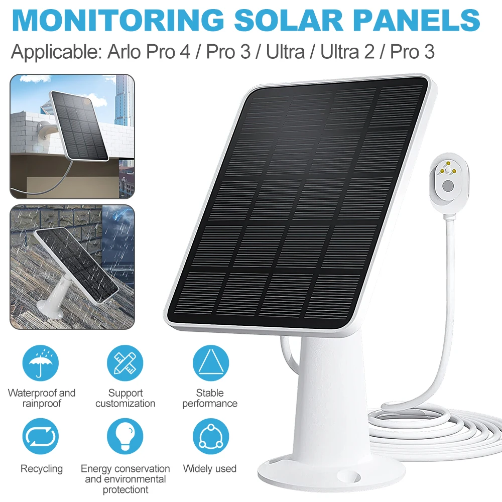4W Solar Panel for Arlo Pro 4/ Pro 3/Ultra/Ultra 2/Pro 3 Wat