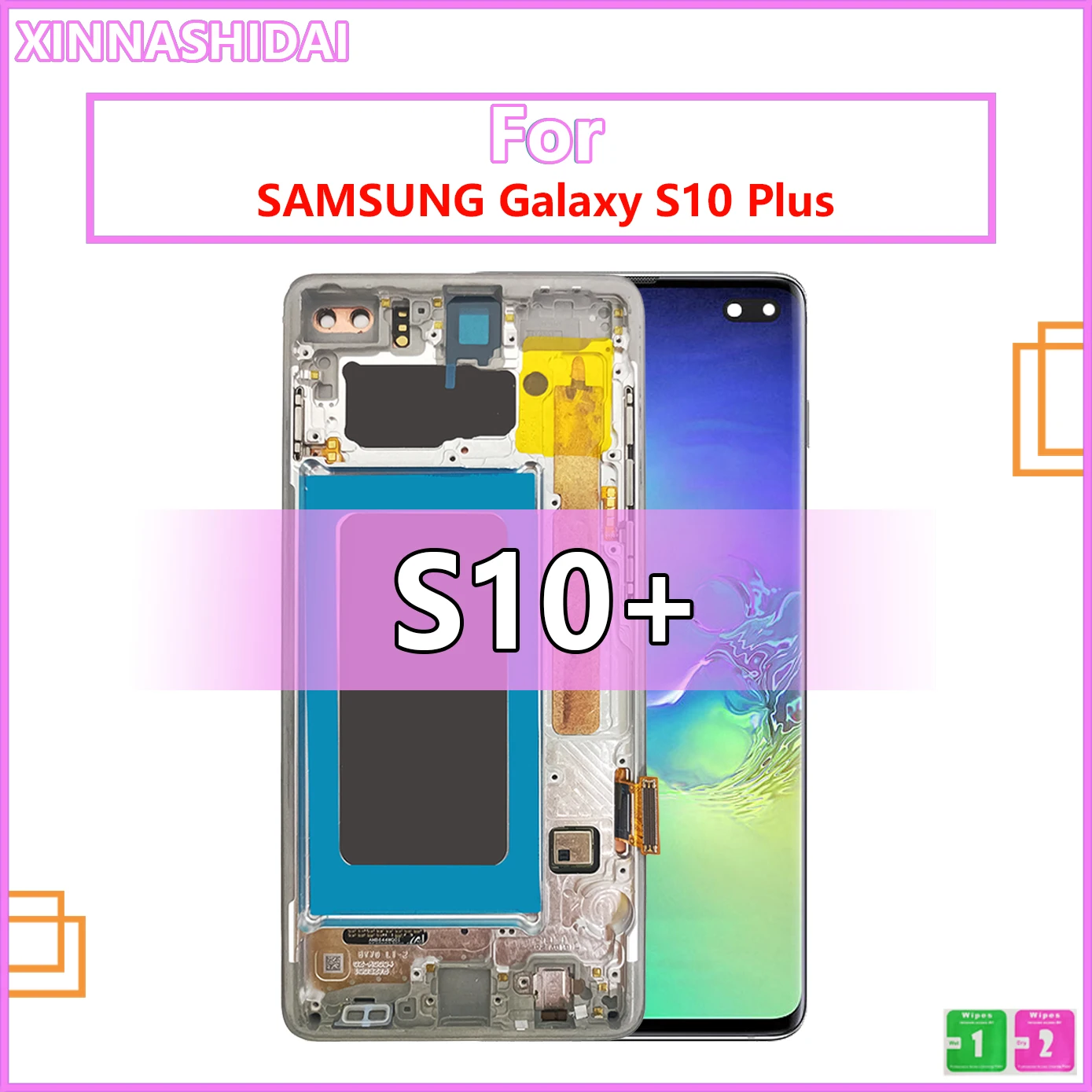 

100% протестированный AMOLED ЖК-дисплей для SAMSUNG Galaxy S10 Plus G975 G975F, сенсорный дигитайзер в сборе, запасные части, ЖК-дисплей