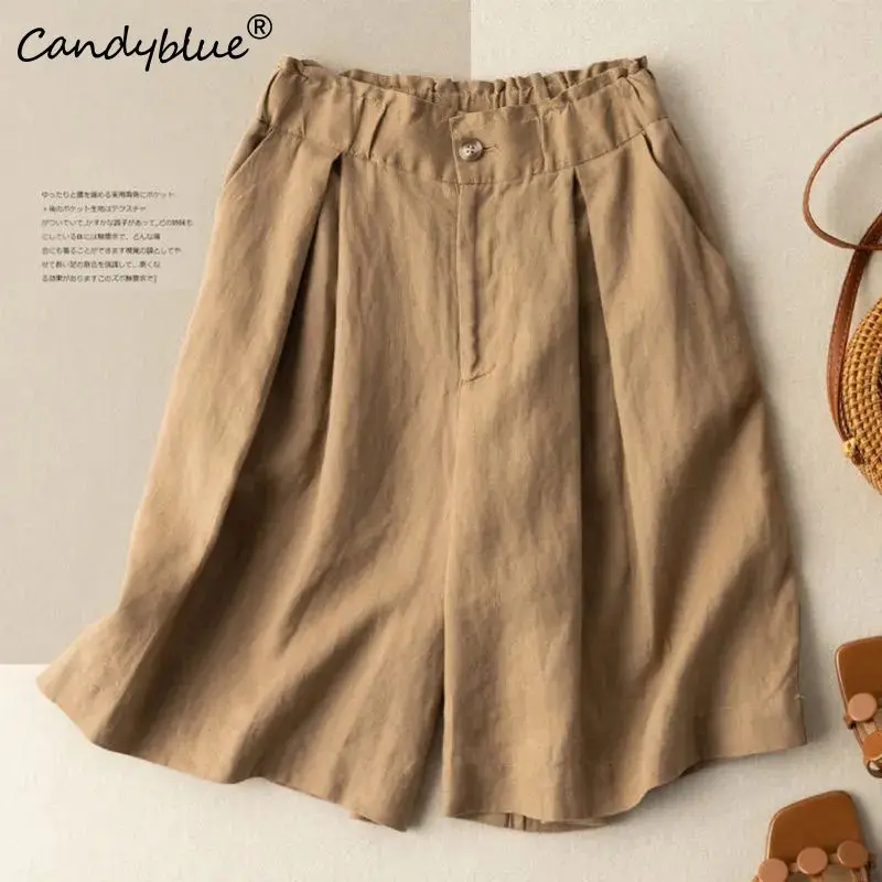 

Брюки женские Короткие повседневные, Модные свободные прямые штаны с широкими штанинами, в винтажном стиле, в Корейском стиле, на лето