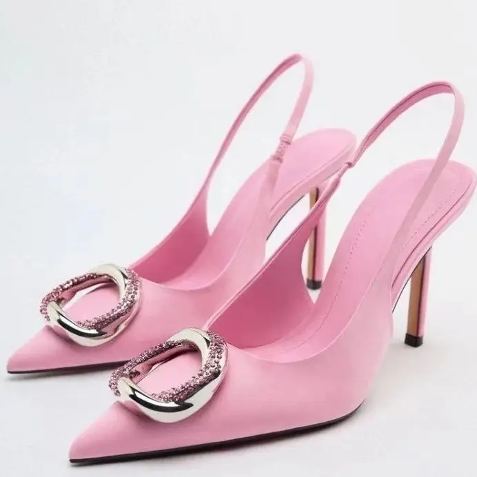 

Мюли на высоком каблуке с орнаментом, розово-красные повседневные дизайнерские модные сандалии с острым носком для осени, 2022