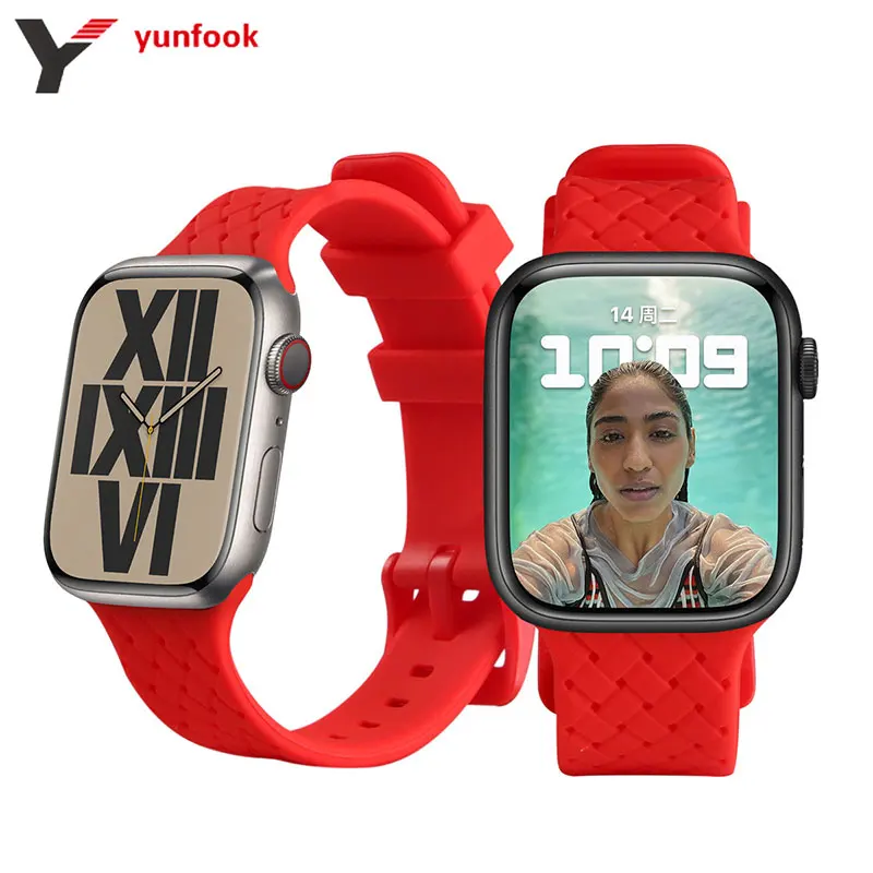 

Silicone Strap For Apple Watch Band 49mm 45mm 44mm 41mm 42mm 38 40mm Soft Sports Bracelet Band iWatch Series 8 7 6SE 5 4 3 Ultra