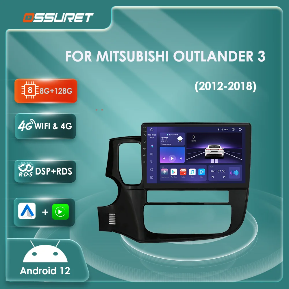 2Din Android Car Radio Multimedia Video Player For Mitsubishi Outlander 3 2012-2016 2017 2018 GPS Navi Stereo 4G WIFI BT Carplay
