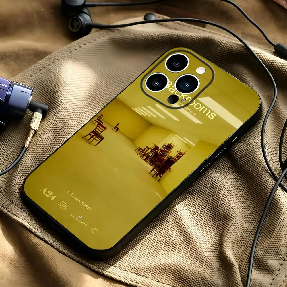 Фото Чехол для телефона Movie Backrooms для iPhone 17 16 15 14 13 12 11 Plus Mini Pro Max, мягкий черный противоударный чехол №2
