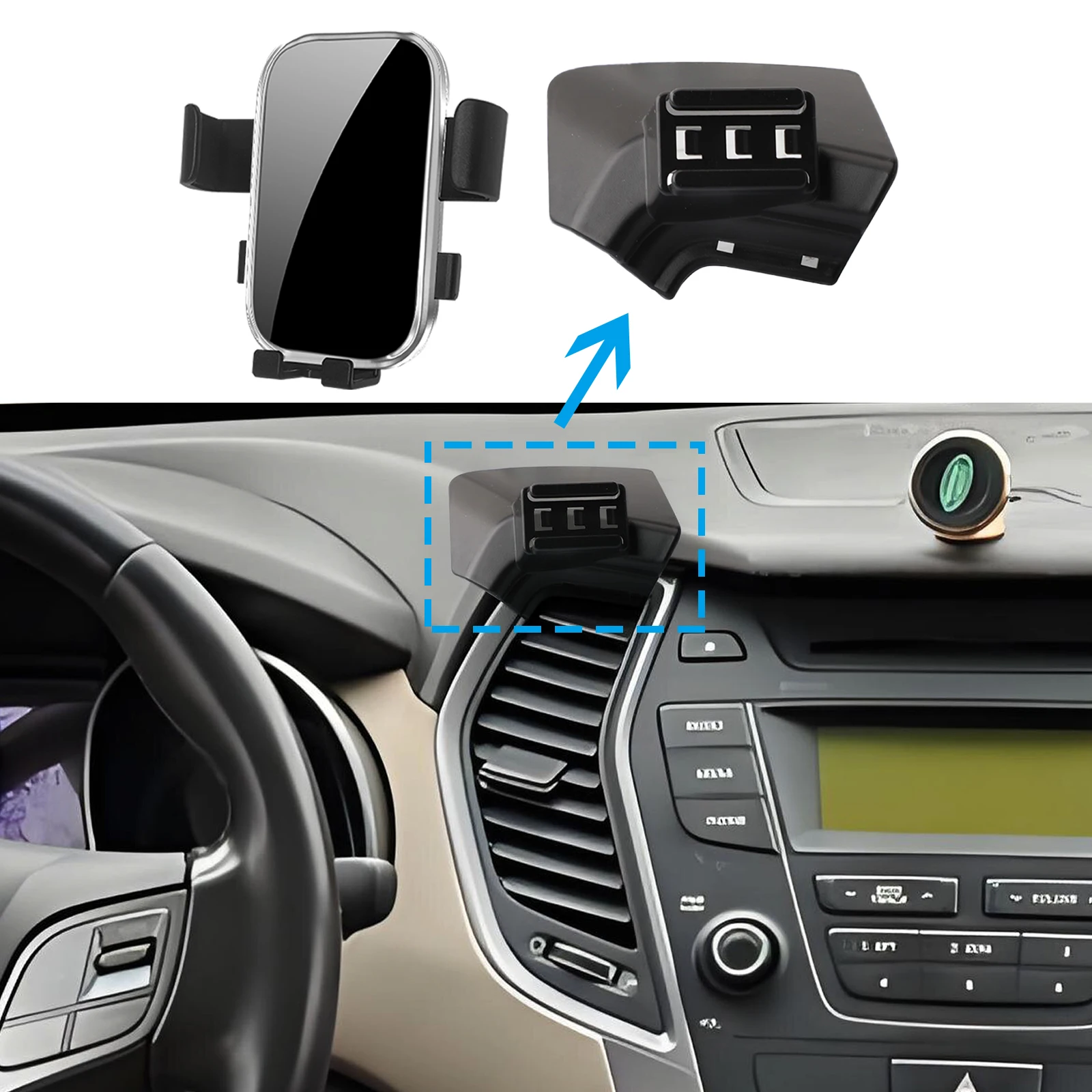 Фото Для Hyundai Santa Fe Santafe 2013 2014 2015 2016 2017, автомобильный держатель для мобильного телефона, аксессуары, GPS-кронштейн, навигационная подставка, авто №1