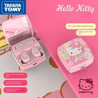 takara tomy hello kitty bluetooth headset girl wireless stereo sports earbuds microphone pink headset with smart charging box
