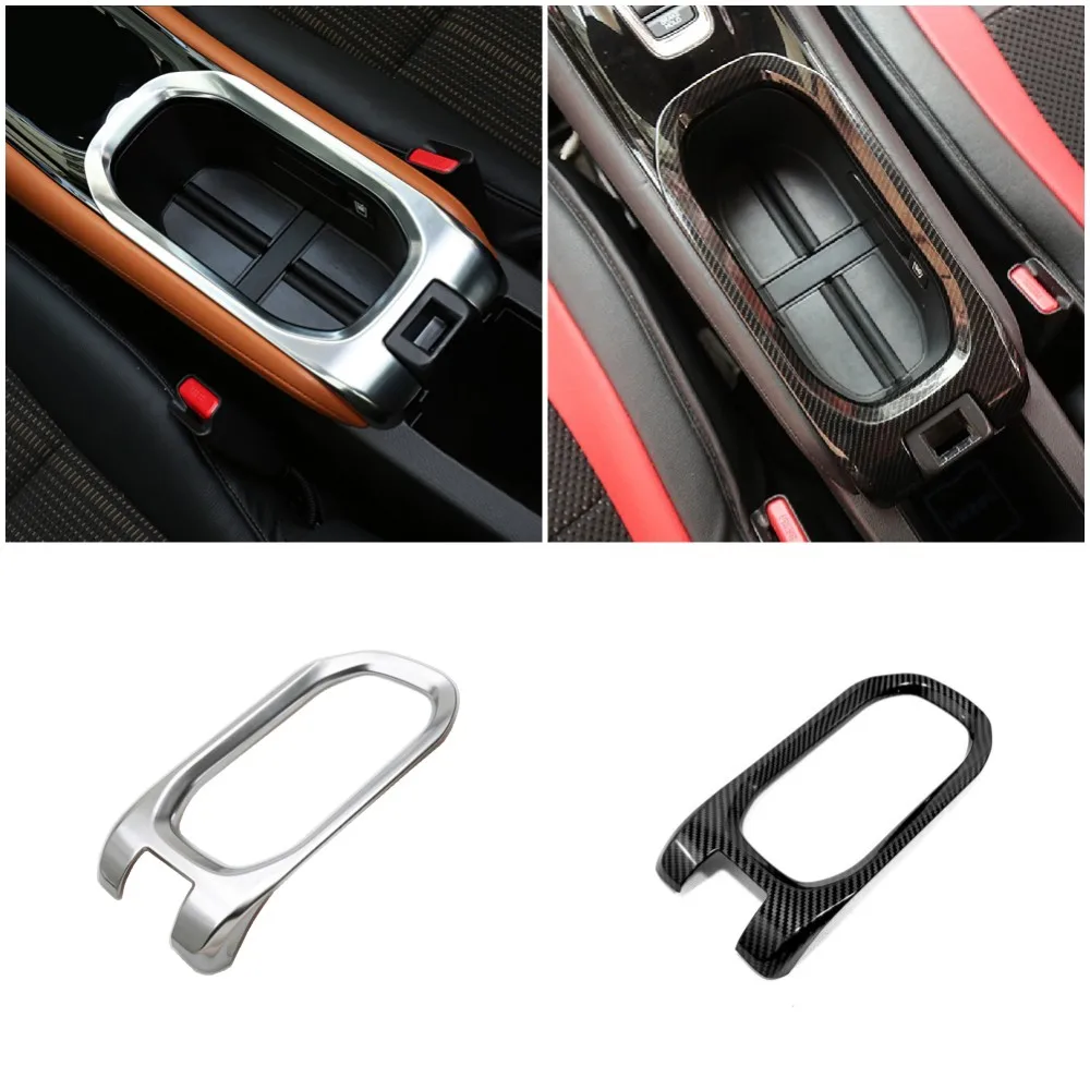 

Car Water cup holder surround Trim Cover Console frame ABS Silver/Carbon fibre Accessories For Honda HRV HR-V Vezel 2014-2021