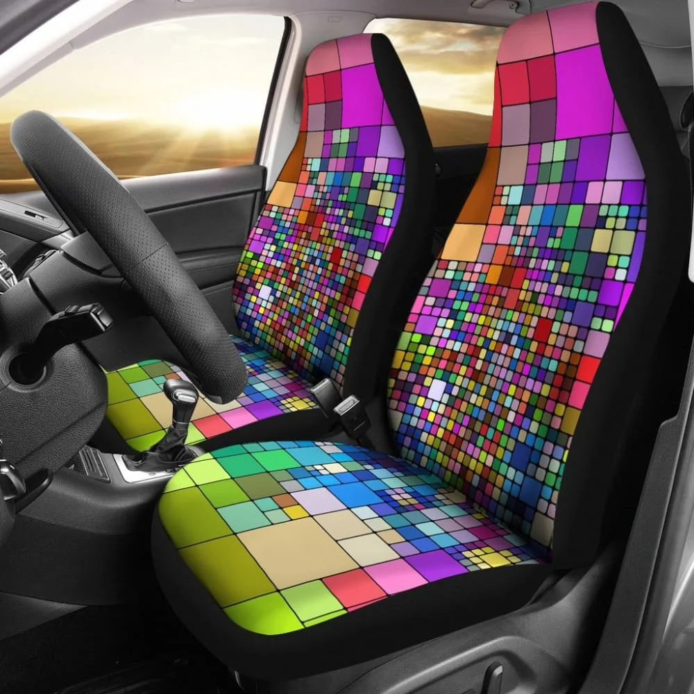 

Чехлы на автомобильные сиденья Rainbow Cube, комплект из 2 универсальных защитных чехлов на передние сиденья