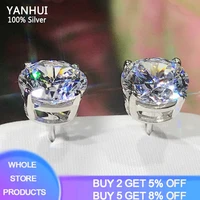 luxury female 8mm round cut zirconia diamond stud earrings tibetan silver s925 jewelry wedding earrings for women earrings gift