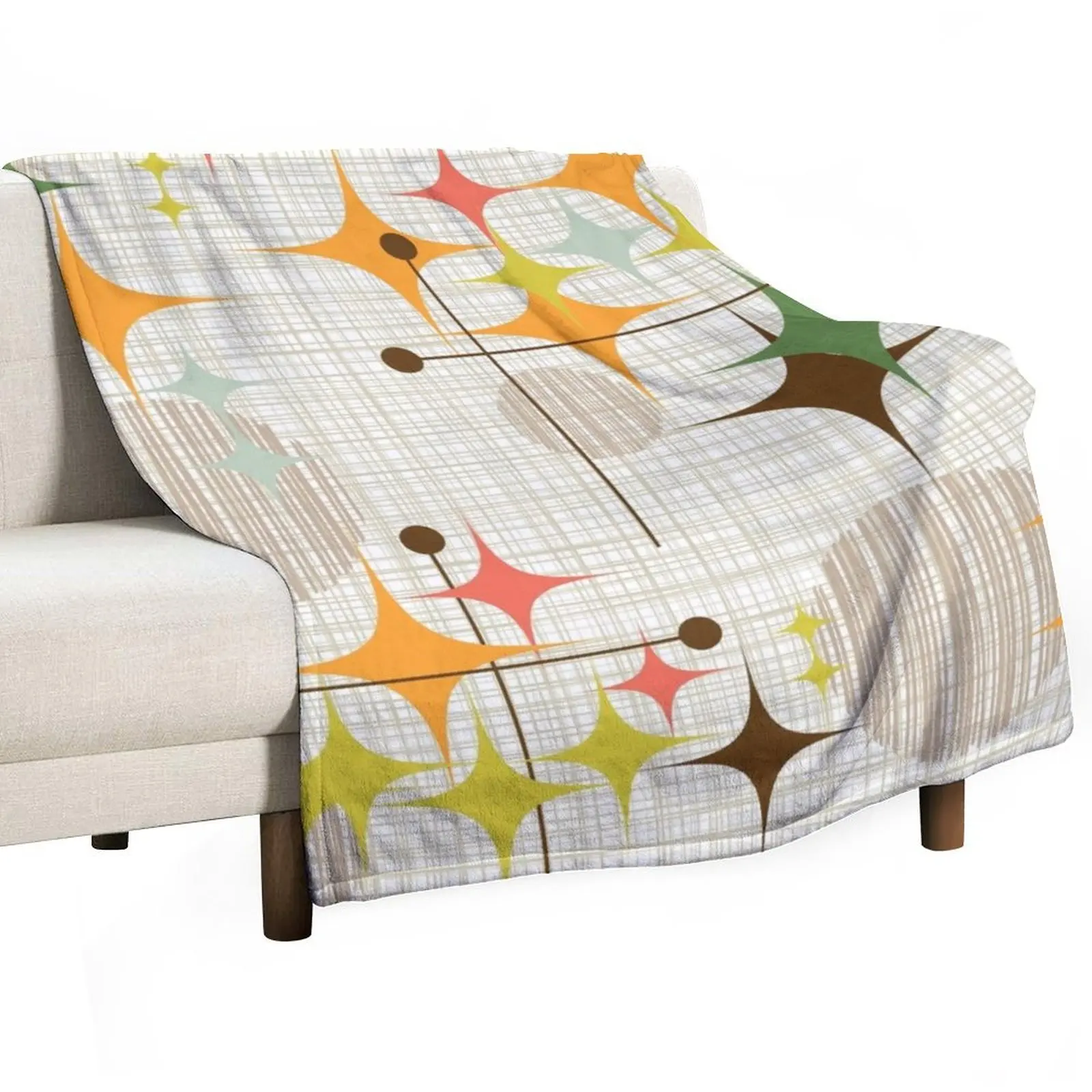 Плед Eames Era Starbursts and Globes 3 (bkgrnd) Фланелевое роскошное одеяло Теплые красивые одеяла