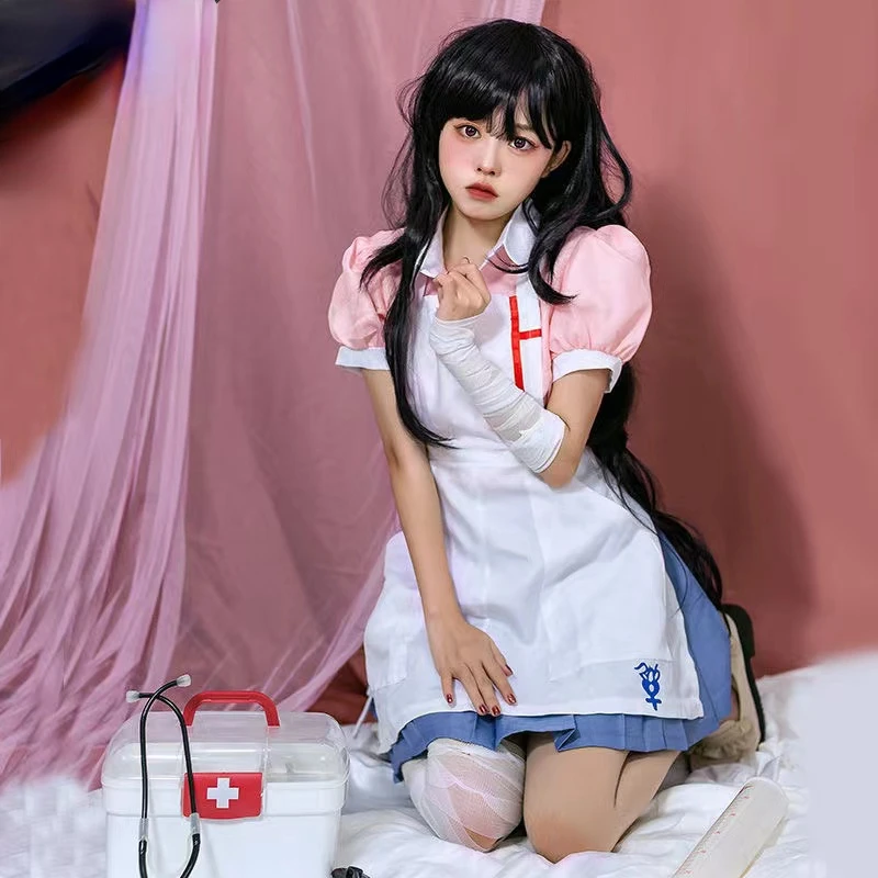 

Anime Danganronpa Mikan Tsumiki Cosplay Costumes Anime Figure Maid Uniform Dress Vestido Halloween Costumes for Women Suit Wig