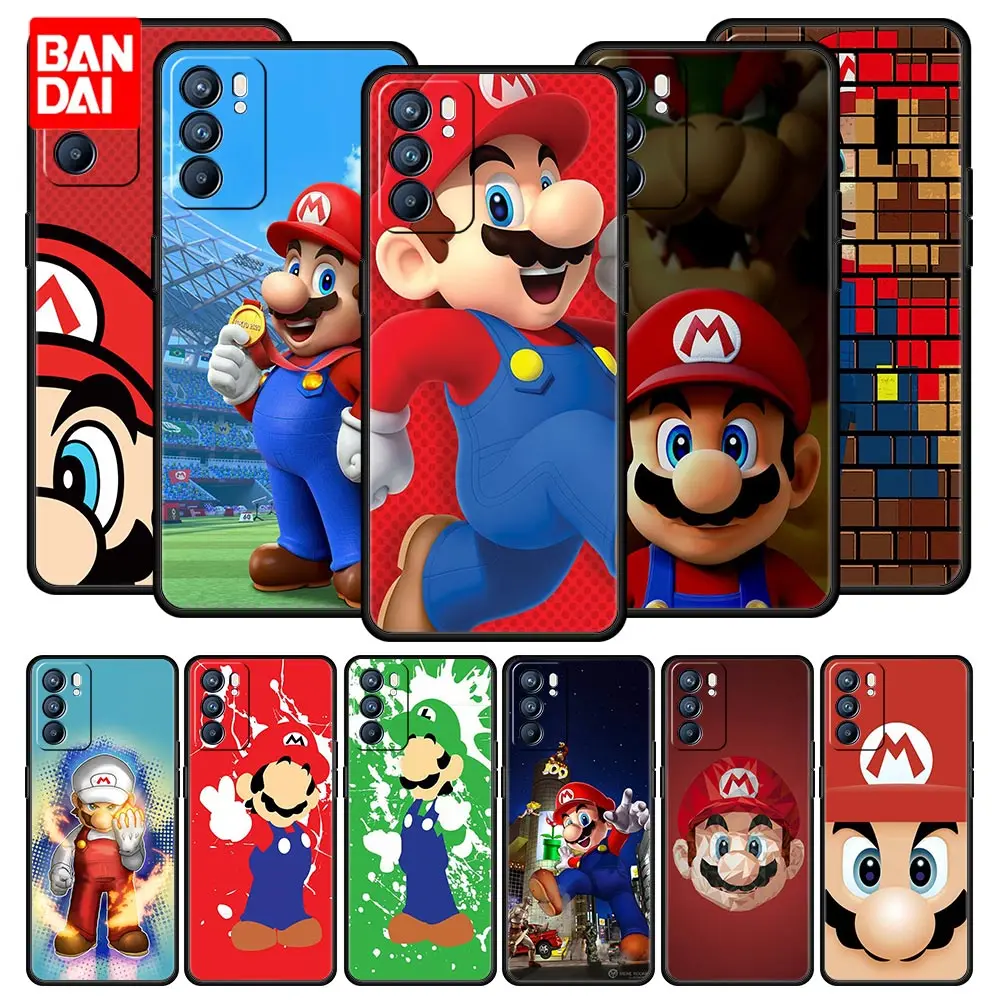 

Cover Case for Oppo A3s A5s A9 A15 A31 A52 A53 A54 A74 A93 A94 F19 Pro 4G Full Japan Style Coque Cell Soft Super Mario Bros