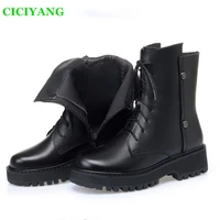 2021 fashion winter wool booties genuine leather wedge martin boots autumn single ankle boots womens motorcycle shoes plus size