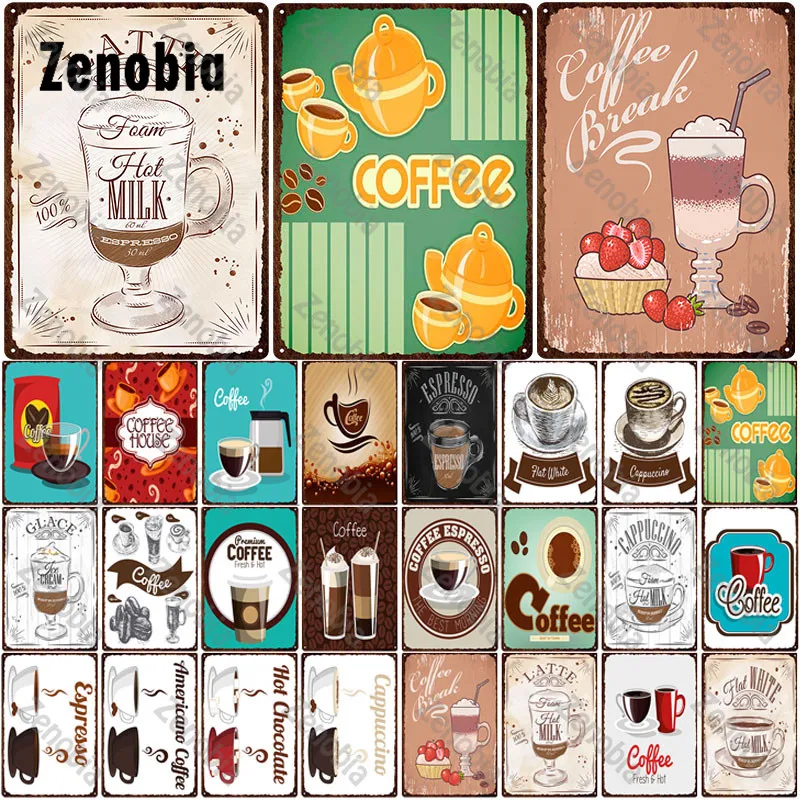 

Coffee Metal Sign Tin Sign Coffee Beans Strawberry Cake Dessert Metal Poster Vintage Plaque Decorative Tin Plate Cafe Decoration