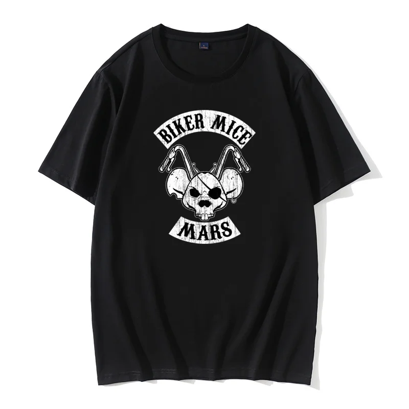 

Biker Mice Mars Skull T Shirt Pirates Mouse Motorcycle Cool Tshirts Funny Mens Retro Skull T-Shirts 3D